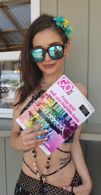 Zara handing out GO Magazine's at Cherry Grove