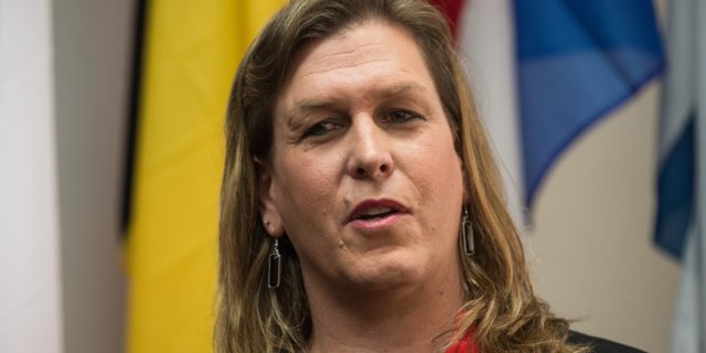 Transgender former US Navy Seal Senior Chief Kristin Beck speaks during a conference entitled 