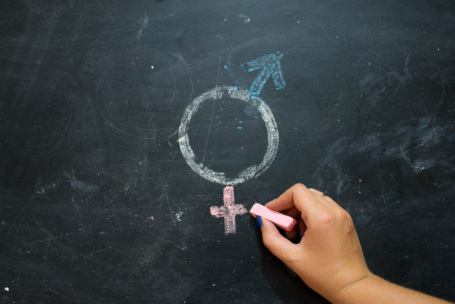 Gender symbols drawn on a blackboard