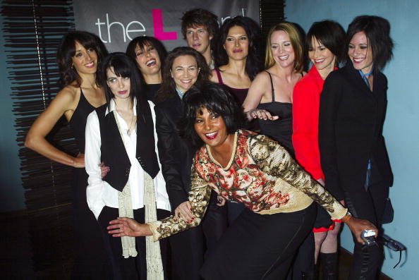 Original 'L Word' Cast members Jennifer Beals, Pam Grier, Erin Daniels, Leisha Hailey, Laurel Holloman, Mia Kirshner, Karina Lombard, Eric Mabius, Katherine Moennig and Executive Producer Ilene Chaiken in 2003