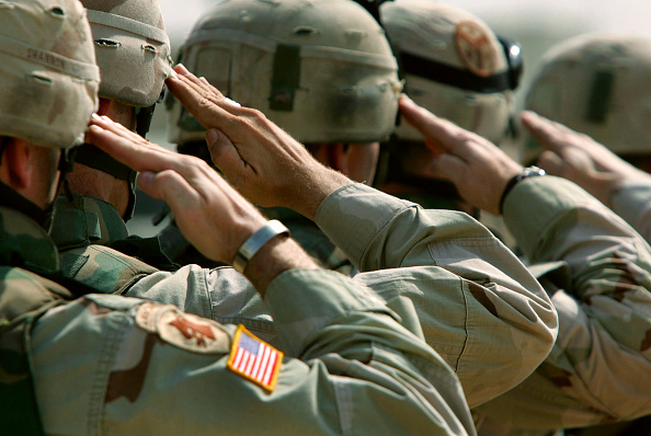 Troops giving the salute