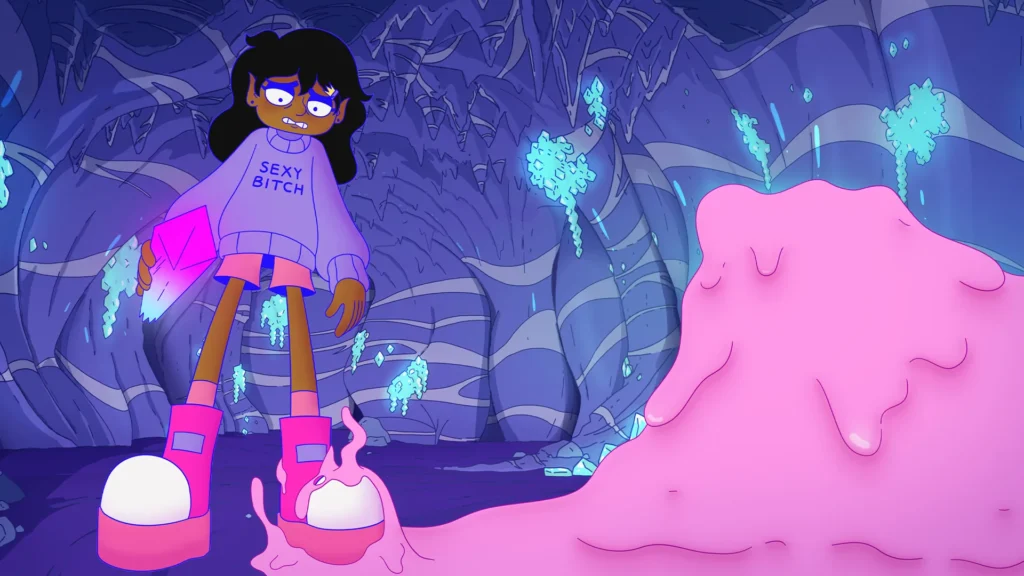 Animation of girl in a crystal cave