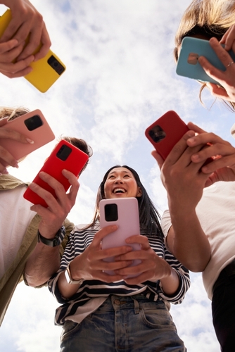 People holding phones