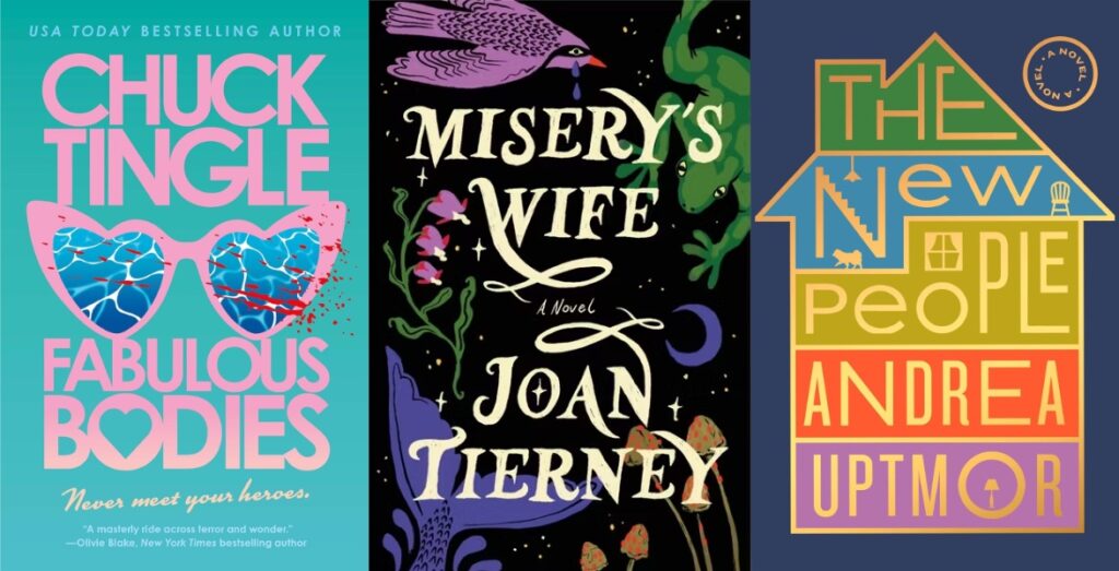 Fabulous Bodies by Chuck Tingle; Misery’s Wife by Joan Tierney; The New People by Andrea Uptmor book covers