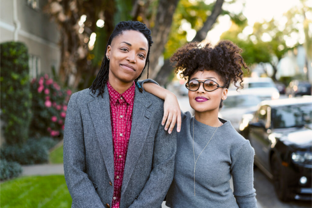 Portrait of lesbian couple in Southern California. Photo by Kevin Kozicki/Getty Images
