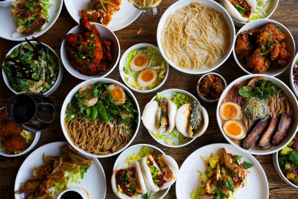 food spread across a table