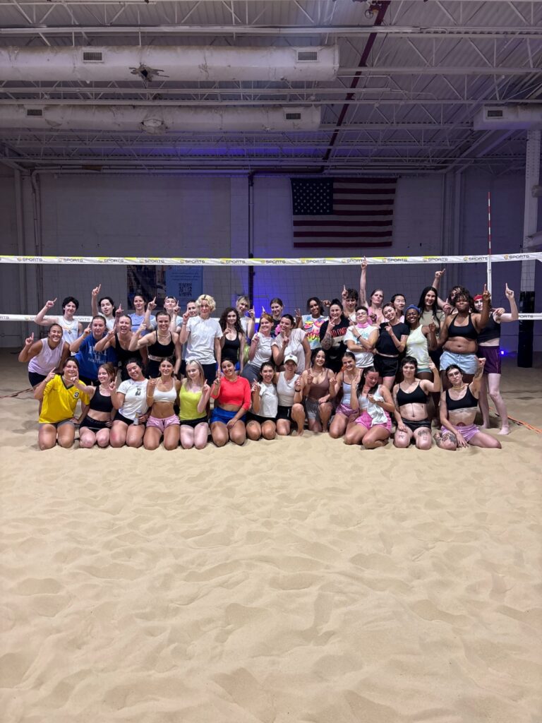 Spykes Volleyball players on the court. Photo courtesy of Tori Kegs