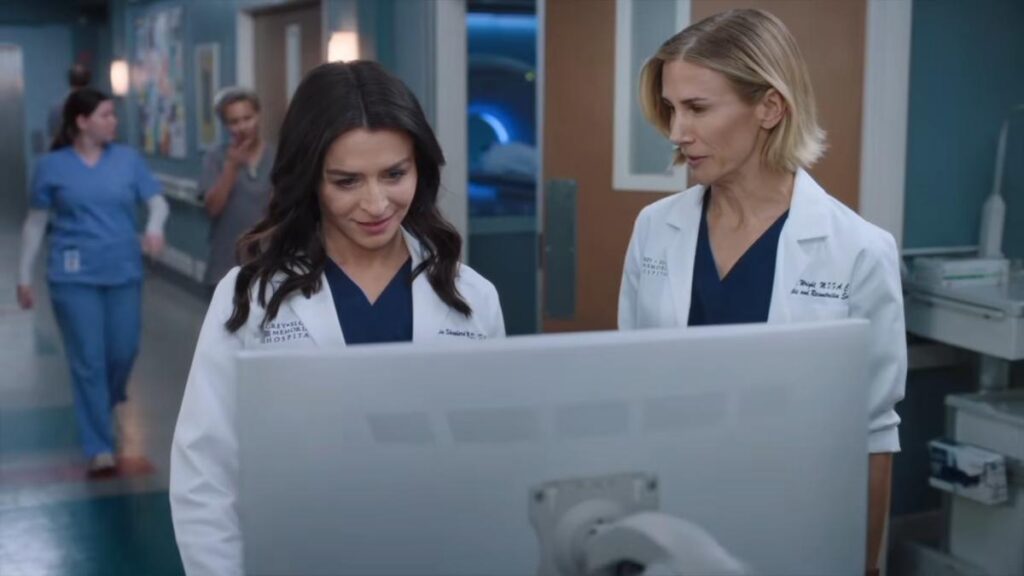 Caterina Scorsone and Jennifer Landon in ‘Grey’s Anatomy.’ Photo courtesy of ABC